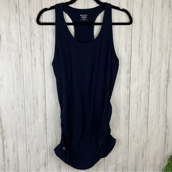 Athleta navy blue scrunch side tank size medium - Picture 1 of 4